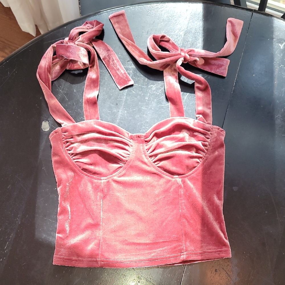 Lulu's Dusty Rose Velvet Top